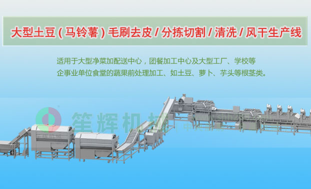 梅列连续式土豆去皮清洗切割风干生产线